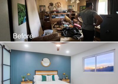 Bedroom before and after
