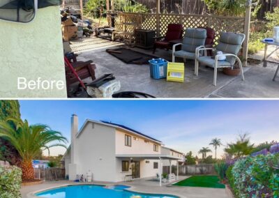 back yard before and after